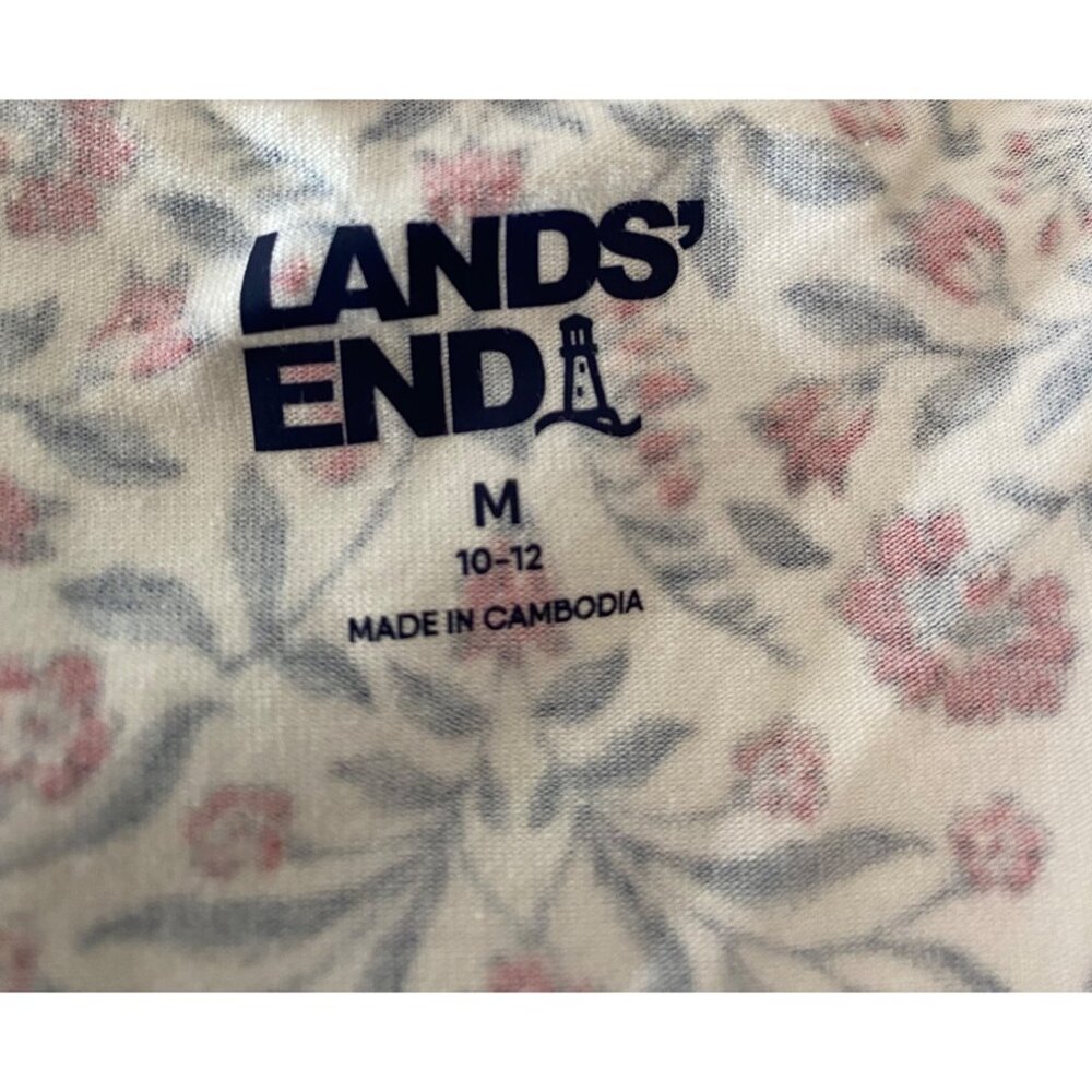 Lands End Dress V-Neck Long Sleeve Red & Blue Floral Pattern Medium - Picture 3 of 10